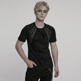 WT-996TDM Edgy Buckle Accent Punk T-Shirts with Shoulder Details